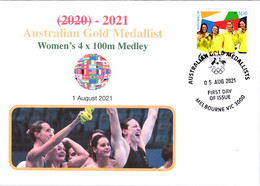 (1A44) 2020 Tokyo Summer Olympic Games - Australia Gold Medal FDI Cover Postmarked VIC Melbourne (swimming) - Verano 2020 : Tokio