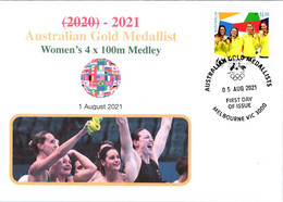 (1A44) 2020 Tokyo Summer Olympic Games - Australia Gold Medal FDI Cover Postmarked VIC Melbourne (swimming) - Eté 2020 : Tokyo