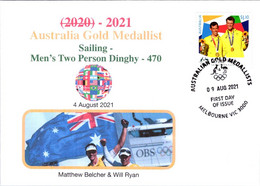 (1A44) 2020 Tokyo Summer Olympic Games - Australia Gold Medal FDI Cover Postmarked VIC Melbourne (sailing) - Sommer 2020: Tokio