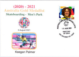 (1A44) 2020 Tokyo Summer Olympic Games - Australia Gold Medal FDI Cover Postmarked VIC Melbourne (skateboarding) - Zomer 2020: Tokio