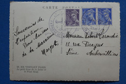 AA9  FRANCE  BELLE CARTE 1943 PARIS POUR AUBERVILLIERS + ILE DE LA CITE  + AFFRANCH. INTERESSANT - Covers & Documents