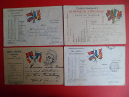 Lot 1 - CPA 4 Correspondances Des Armées 1914 - 15 Et 16 - Militaire Guerre - Guerre 1914-18