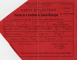VP18.204 - MONTPELLIER 1900 - Carte D'Electeur - Mr Amédée BERNARD - Andere & Zonder Classificatie
