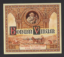 Etiquette De Vin De Table  -   Bonum Vinum  -   Thème  Religion  Moine  -   Ets Lenglet Et Lecoq  à Fécamp (76) - Religiöses