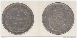 France  5 Francs 1832 W (Lille)  Louis Philippe I  Tranche En Relief  Tête Laurée 1832W - 5 Francs