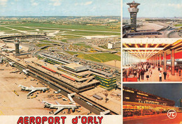 PARIS - ORLY : VUE AERIENNE DES AEROGARES SUD ET OUEST - TOUR DE CONTROLE - HALL ET FACADE DE L'AEROGARE ORLY SUD - Luchthaven