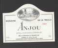 Etiquette De Vin Anjou 1987 -  Domaine De La Treille  -  Taillée à Saint Macaire Du Bois (49) - Moulin à Vent - Moulins à Vent