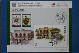 AA10 CHINA  CARTE COMMEMORATIVE TIMBRE GENERAL YE TING    2016 FILATELIA CURIOSITE - Cartas & Documentos