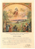 13871"PONTIFICIA OPERA DELLA SANTA INFANZIA-DIPLOMA DI ADESIONE ALL'OPERA ANGELICA-1940 " Cm. 34 X 24 Circa - Diploma & School Reports