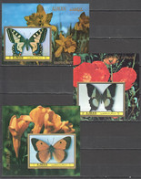 BB954 IMPERFORATE, PERFORATE AJMAN FAUNA INSECTS BUTTERFLIES 3BL MNH - Farfalle