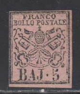 Etats Pontificaux 1852 Yvert 6 (*) TB Neuf Sans Gomme - Stato Pontificio
