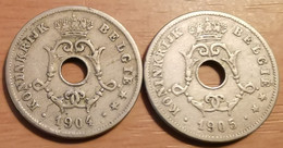 Belgique -  10 Centimes - Léopold II - Type Michaux (en Néerlandais) - Lot De 2 Pièces - Années 1904, 1905 - 10 Cents