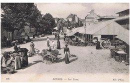 35 - RENNES Les Lices Et Le Marché - Dos Divisé, Circulé 1917 - Belle Carte Animée - Rennes