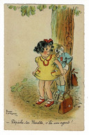 Carte Illustrée Roger Levasseur - Dépêche-toi, V'là Un Agent (Fillette Cachant Nénette Qui Urine Devant Un Arbre) Circ - Levasseur, Roger