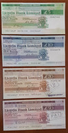 UK Lloyds Bank Set Traveller's Cheque 5, 10, 20, 50 Pounds - Other & Unclassified