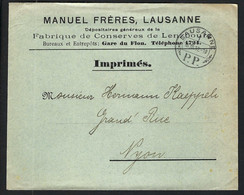 SUISSE 1911: LSC Ill. En Franchise De Lenzbourg Pour Nyon - Portofreiheit