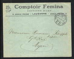 SUISSE 1912: LSC Ill. En Franchise De Lausanne Pour Nyon - Franchise