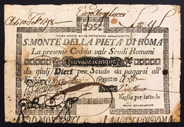 95 SCUDI CEDOLA SACRO MONTE DELLA PIETÀ ROMA 01/08/1797 Taglietti E Forellini Lotto 2438 - Sonstige & Ohne Zuordnung