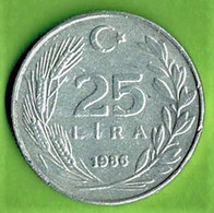 TURQUIE / 25 LIRA / 1986 / ALU - Turkije