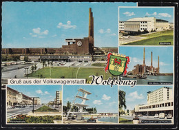 D-38440 Wolfsburg - Alte Ansichten - VW Werk Mit Bahnhof - Freibad - Porschestraße - Cars - VW Käfer - Wolfsburg