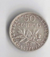 1/2 FRANC ARGENT - 1901 -TB/TTB  - PORT 2.50 € PAQUET SUIVIE - G. 50 Centimes