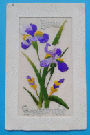 Carte Brodée Doux Souvenir Iris - Bestickt