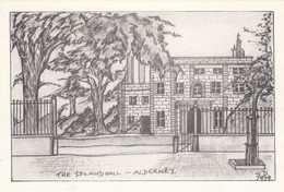 Postcard The Island Hall Alderney Artwork By Sonia Dean My Ref B25205TB - Alderney