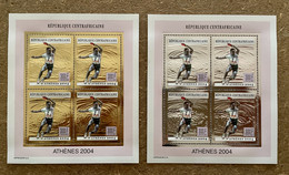 Stamps Minisheets Olympic Games Ping-Pong Athénes 2004 Gold & Silver Central Africa Perf - Sommer 2004: Athen - Paralympics