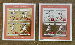 Stamps Minisheets Olympic Games Tennis Athénes 2004 Gold & Silver Central Africa Imperf - Zomer 2004: Athene - Paralympics