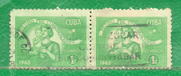 7 Cuba 1948 Yvert 313A En Pareja Horizontal  Usado - Usados
