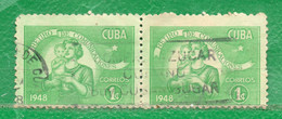 7 Cuba 1948 Yvert 313A En Pareja Horizontal  Usado - Oblitérés