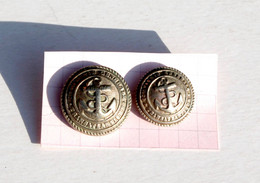 2 ANCIEN BOUTON / BUTTON UNIFORME MILITAIRE - MARINE - COMPAGNIE GENERALE TRANSATLANTIQUE D:16,18mm / RARE    (2202.42) - Bottoni