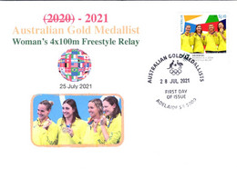 (2 A 3) 2020 Tokyo Summer Olympic Games - Australia Gold Medal FDI Cover Postmarked SA Adelaide (swimming) - Eté 2020 : Tokyo