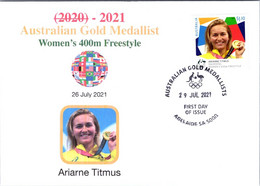(2 A 3) 2020 Tokyo Summer Olympic Games - Australia Gold Medal FDI Cover Postmarked SA Adelaide (swimming) - Zomer 2020: Tokio