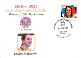(2 A 3) 2020 Tokyo Summer Olympic Games - Australia Gold Medal FDI Cover Postmarked SA Adelaide (swimming) - Eté 2020 : Tokyo