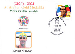 (2 A 3) 2020 Tokyo Summer Olympic Games - Australia Gold Medal FDI Cover Postmarked SA Adelaide (swimming) - Verano 2020 : Tokio