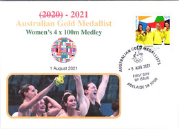 (2 A 3) 2020 Tokyo Summer Olympic Games - Australia Gold Medal FDI Cover Postmarked SA Adelaide (swimming) - Eté 2020 : Tokyo