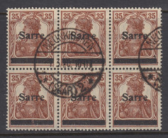 Saar, Scott 11, Used Block Of Six - Used Stamps