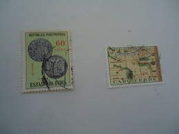 CABO VERDE  USED   STAMPS  MAP - Cap Vert