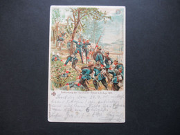 Reichspost 1900 Litho Erstürmung Der Spicherer Höhen 1870 Stempel St. Johann (Saar) Nach Metz Lothringen Gesendet - Elsass