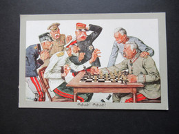 1.WK Schach Hindenburg Zar Nikolai II Generäle In Uniform Orden Künstlerkarte Verlag M. MUNK Wien Propaganda 1.WK - Echecs