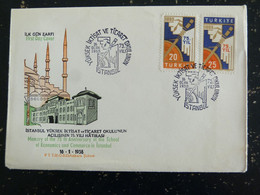 LETTRE TURQUIE TURKEY TURKIYE FDC 1er JOUR AVEC YT 1341 1342 ECOLE SUPERIEURE DE COMMERCE - Lettres & Documents