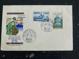 LETTRE TURQUIE TURKEY TURKIYE FDC 1er JOUR AVEC YT 1339 ET 1340 - PENSEUR MEVLANA  DERVICHES TOURNEURS - Lettres & Documents