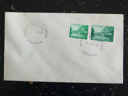 LETTRE TURQUIE TURKEY TURKIYE FDC 1er JOUR AVEC YT 1351 ET 1352 AMASYA - Brieven En Documenten