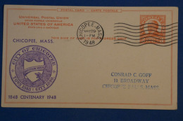 AA11 ETATS UNIS  BELLE CARTE 1948 CHICOPEE+ AFFRANCH. PLAISANT - Cartas & Documentos