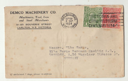 Demco Machinery Company Letter Cover Posted 1934 Victoria And Melbourne Centenary Slogan Pmk  B210901 - Brieven En Documenten