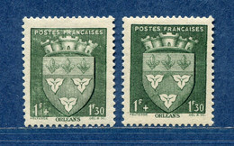 ⭐ France - Variété - YT N° 556 - Couleurs - Pétouilles - Neuf Sans Charnière - 1942 ⭐ - Unused Stamps