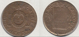 FRANCE  1 Sol Aux Balances 1793 BB (Strasbourg), REPUBLIQUE FRANÇOISE, 11,6gr - 1792-1804 1ère République (An I – An XII)