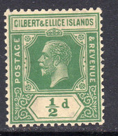 Gilbert & Ellice Islands GV 1922-7 ½d Definitive, Wmk Multiple Script CA, Lightly Hinged Mint, SG 27 (BP2) - Islas Gilbert Y Ellice (...-1979)