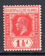 Gilbert & Ellice Islands GV 1922-7 1½d Definitive, Wmk Multiple Script CA, Very Lightly Hinged Mint, SG 29 (BP2) - Îles Gilbert Et Ellice (...-1979)